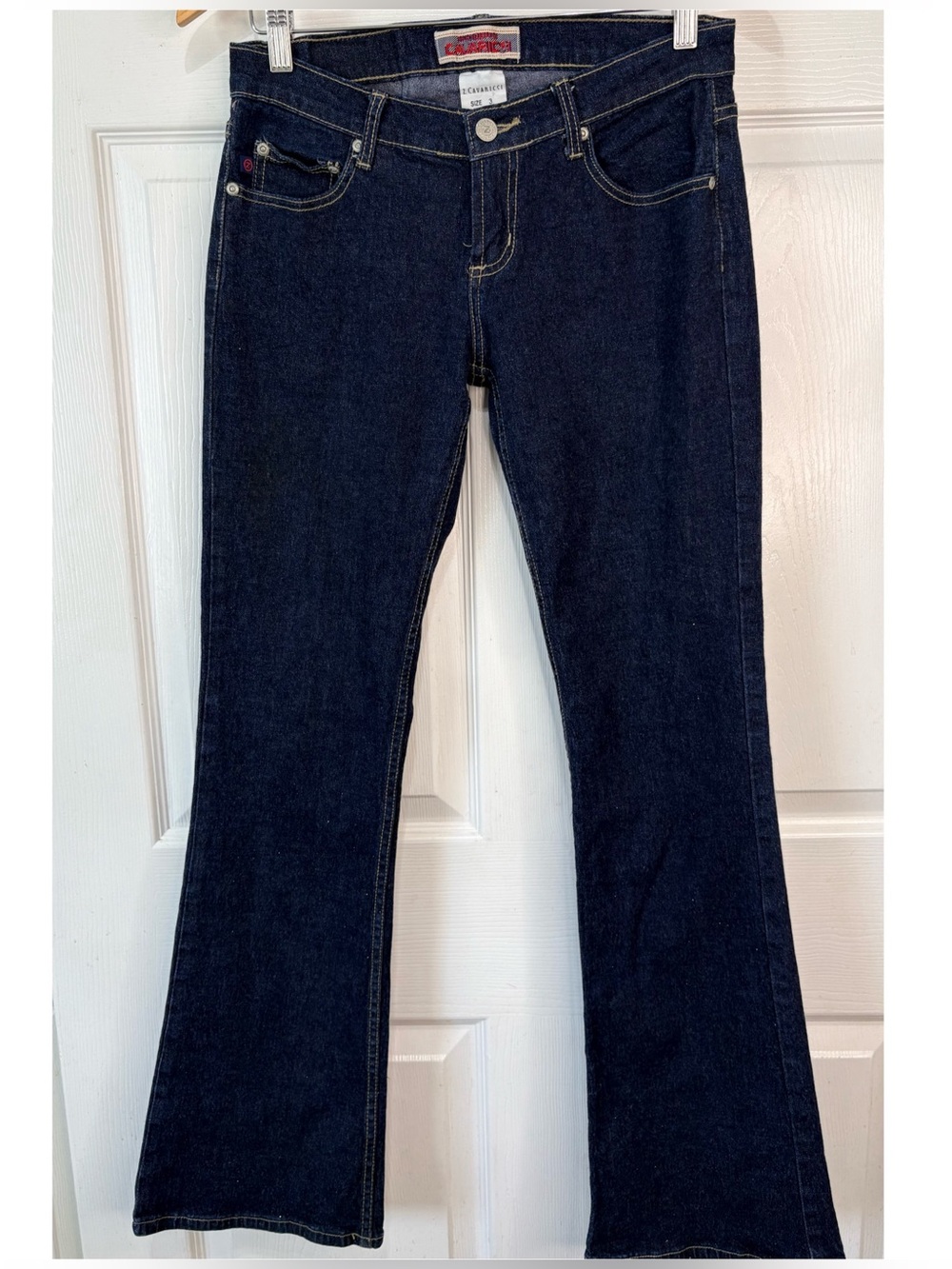 Vintage Y2K Z. Cavaricci Dark Wash Low Rise Flare Sparkle Jeans Size 3